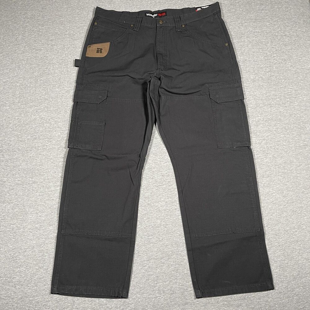 Wrangler RIGGS Cargo Pants Mens 38x30 Black Cotton Relaxed Fit Workwear Ranger